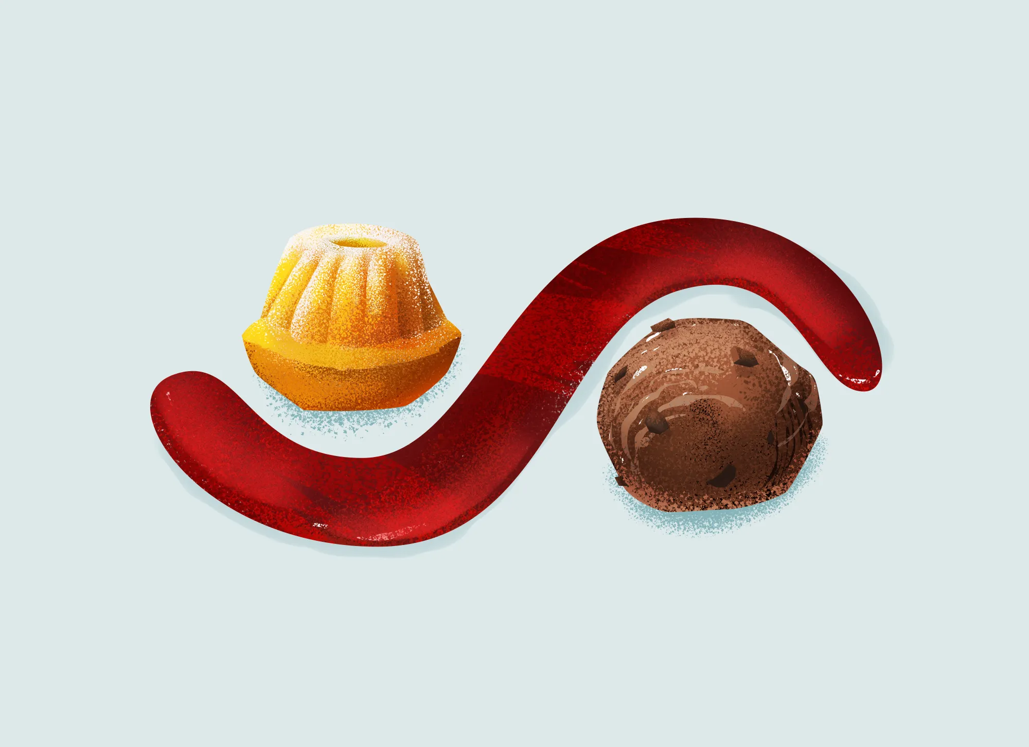 Nachtisch: Eis, Gugelhupf und Coulis - Food Illustration