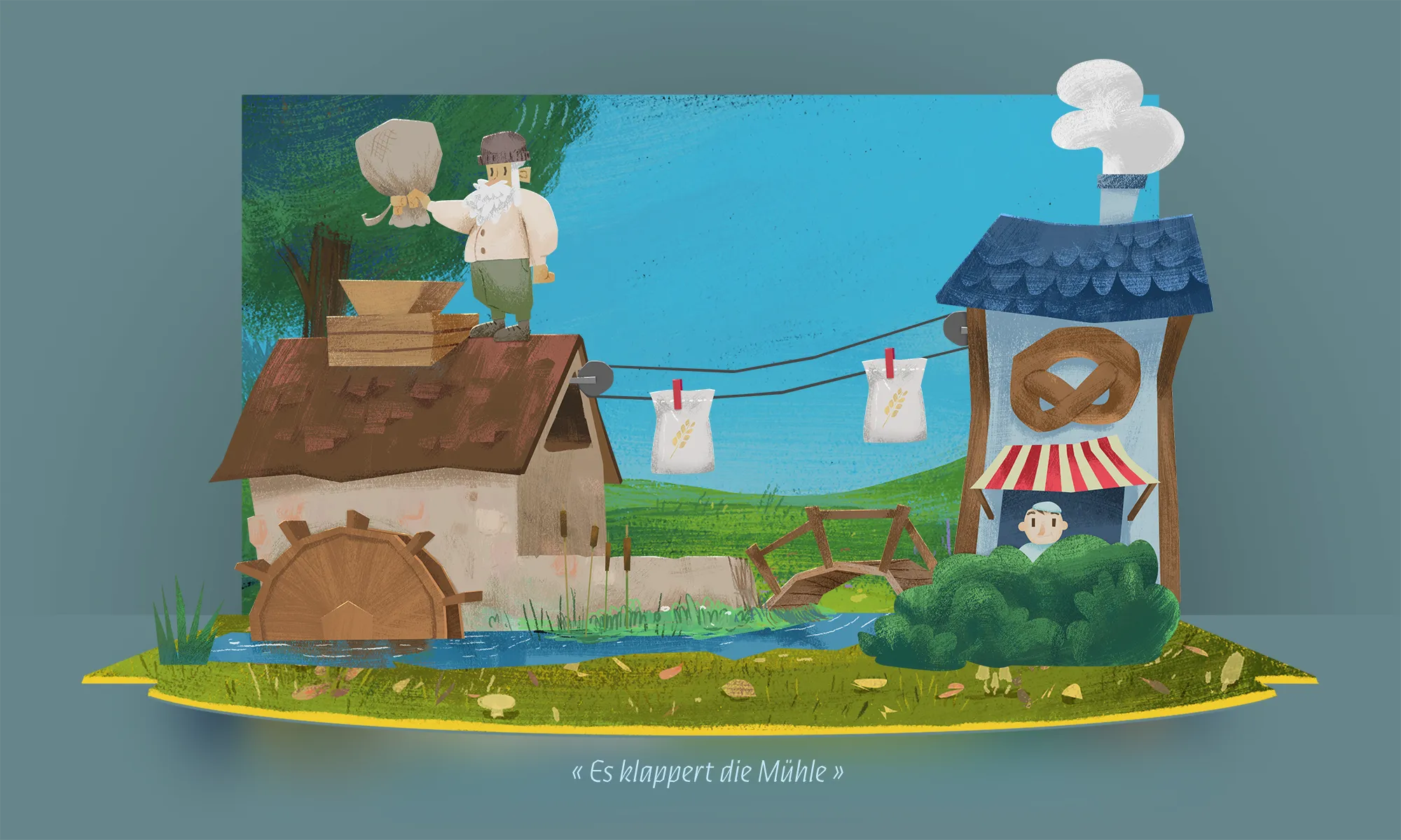 Alt: guiDo App - Illustration des Liedes 'Es klappert die Mühle'