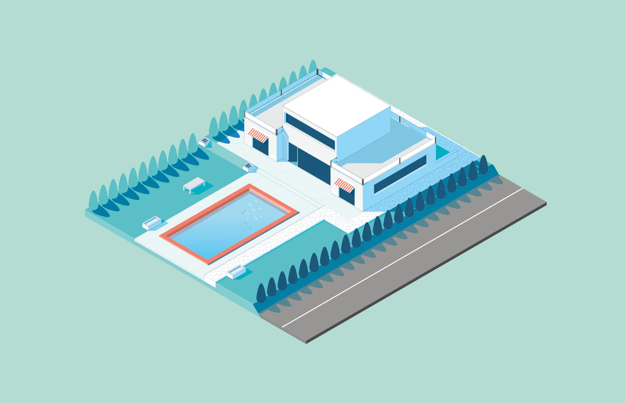 Illustration d'une maison en perspective isométrique